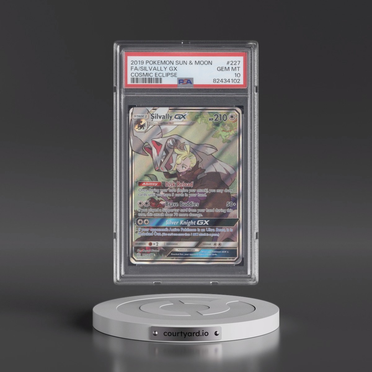 2019 Pokémon Sun & Moon Cosmic Eclipse #227 Silvally GX - Holo Full Art (PSA 10 GEM MINT)