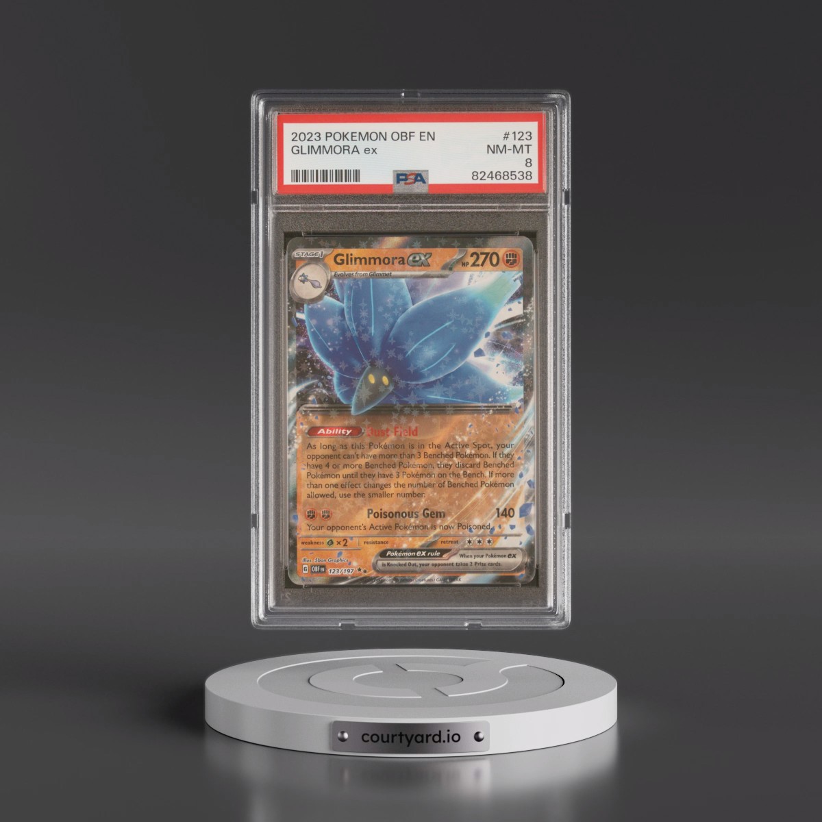 2023 Pokémon Obf EN-Obsidian Flames #123 Glimmora EX - Holo (PSA 8 NM-MT)