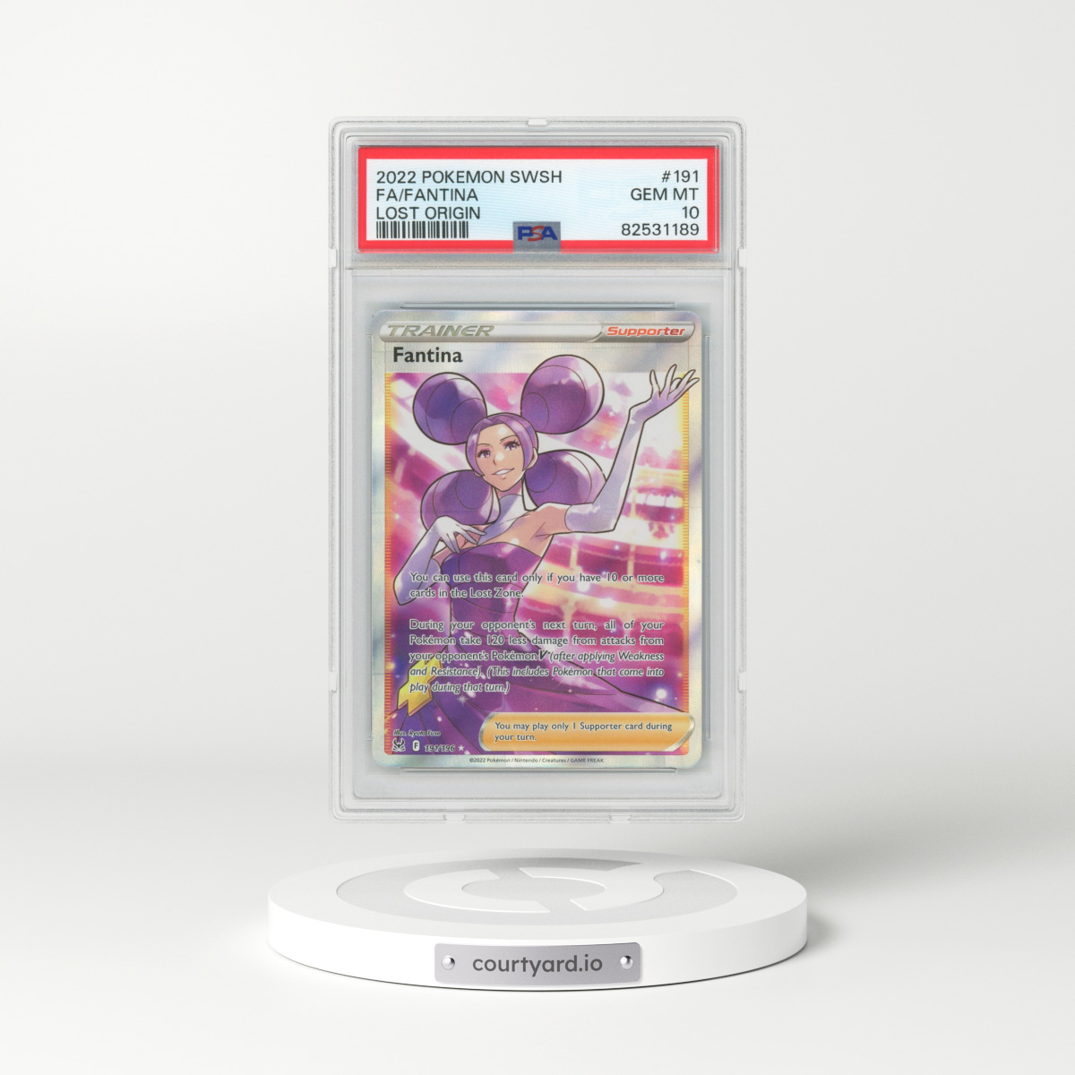 2022 Lost Origin #191 Fantina - Full Art Holo (PSA 10 GEM MINT)