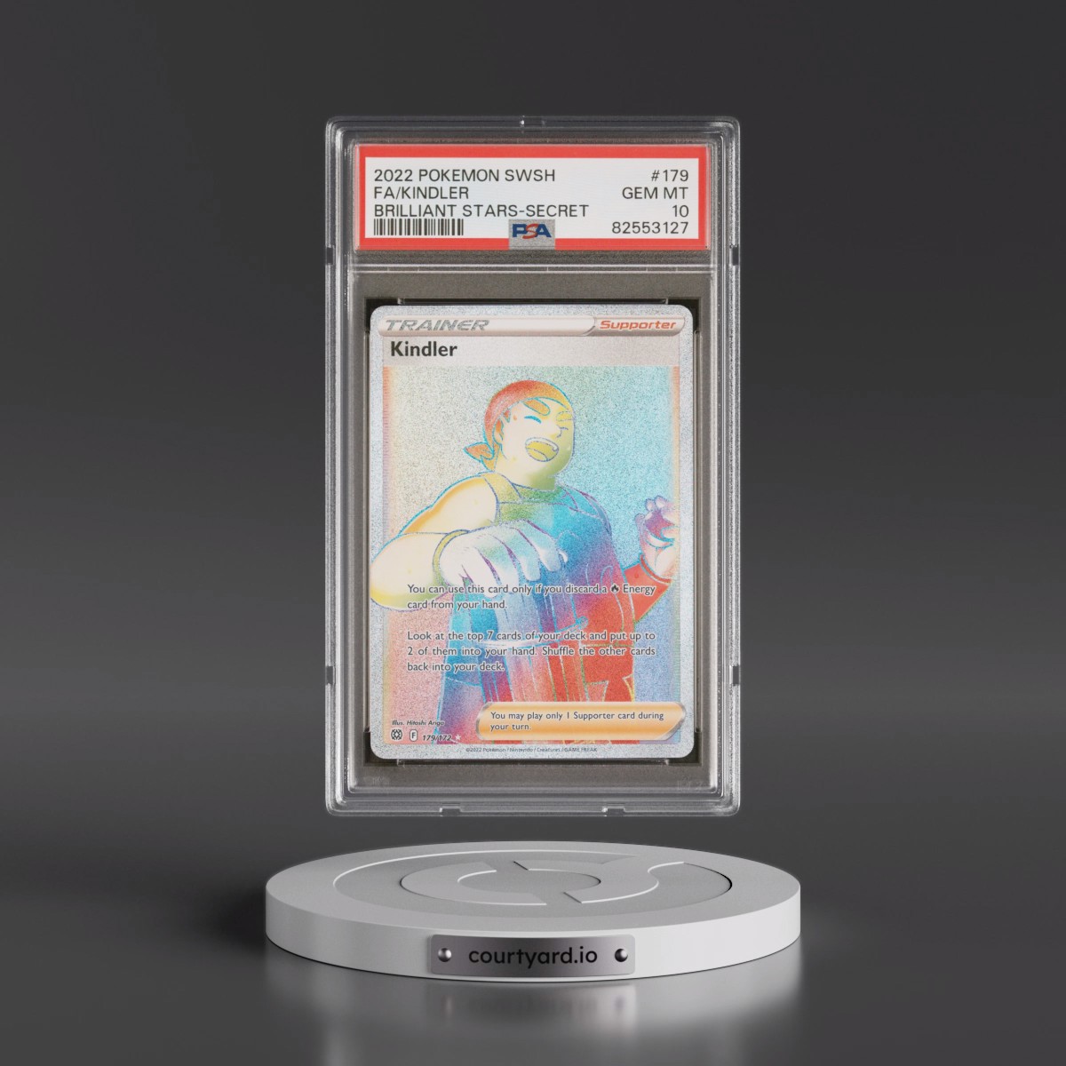 2022 Pokémon Sword & Shield Brilliant Stars #179 Kindler - Full Art Secret (PSA 10 GEM MINT)
