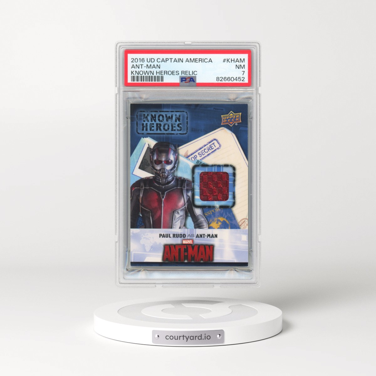 2016 UD Captain America #KHAM Ant-Man - Known Heroes Relic (PSA 7 NM)