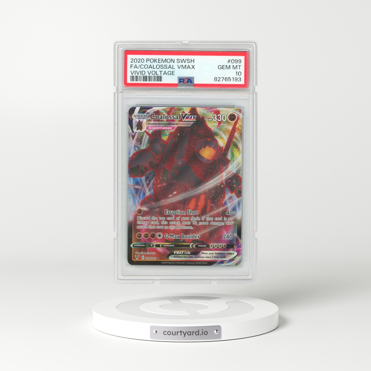 2020 Pokémon Sword & Shield Vivid Voltage #099 Coalossal Vmax - Full Art (PSA 10 GEM MINT)