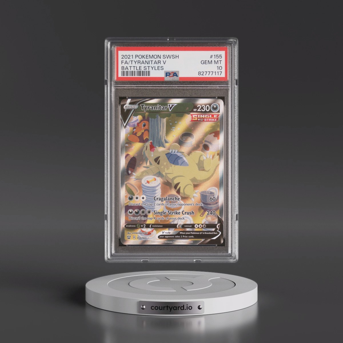 2021 Pokémon Sword & Shield Battle Styles #155 Tyranitar V - Holo Full Art (PSA 10 GEM MINT)