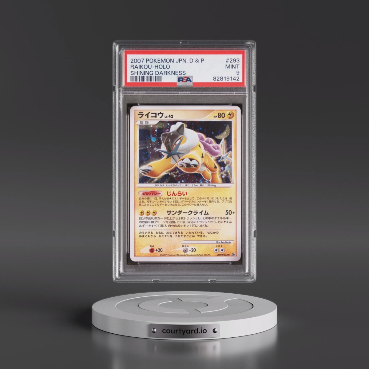 2007 Pokémon Diamond & Pearl Shining Darkness #293 Raikou - Holo (PSA 9 MINT)
