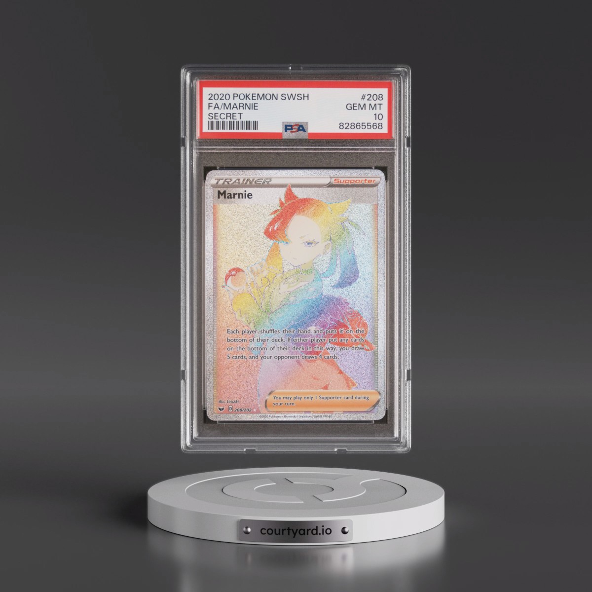 2020 Pokémon Sword & Shield #208 Marnie - Full Art Secret (PSA 10 GEM MINT)