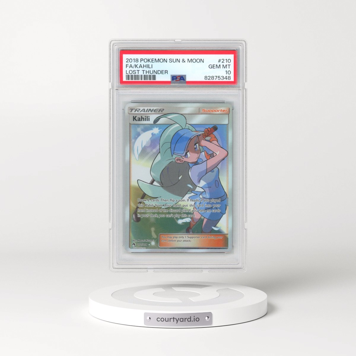 2018 Pokémon Sun & Moon Lost Thunder #210 Kahili - Full Art (PSA 10 GEM MINT)