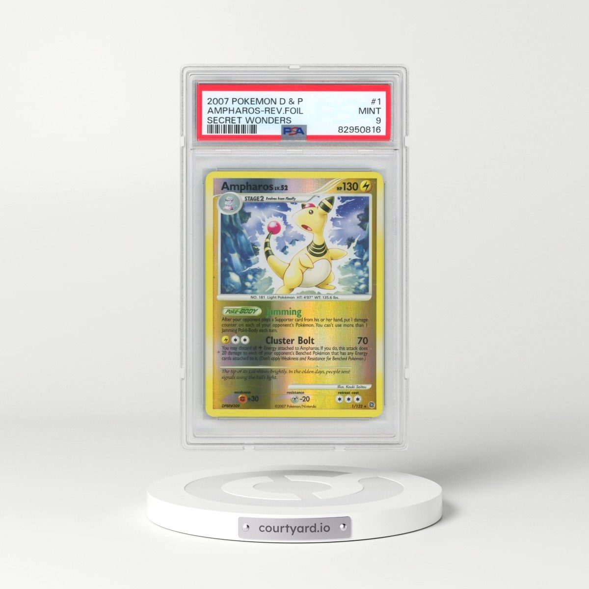 2007 Pokémon Diamond & Pearl Secret Wonders #1 Ampharos - Reverse Foil (PSA 9 MINT)