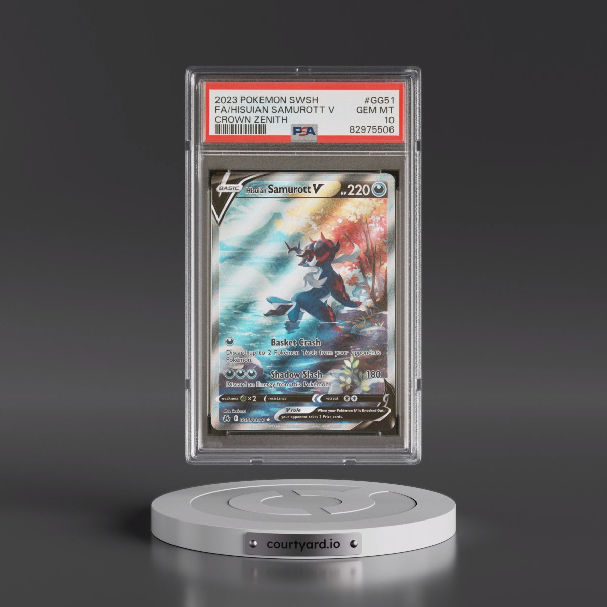 2023 Pokémon Sword and Shield Crown Zenith #GG51 Hisuian Samurott V - Holo Full Art (PSA 10 GEM MINT)