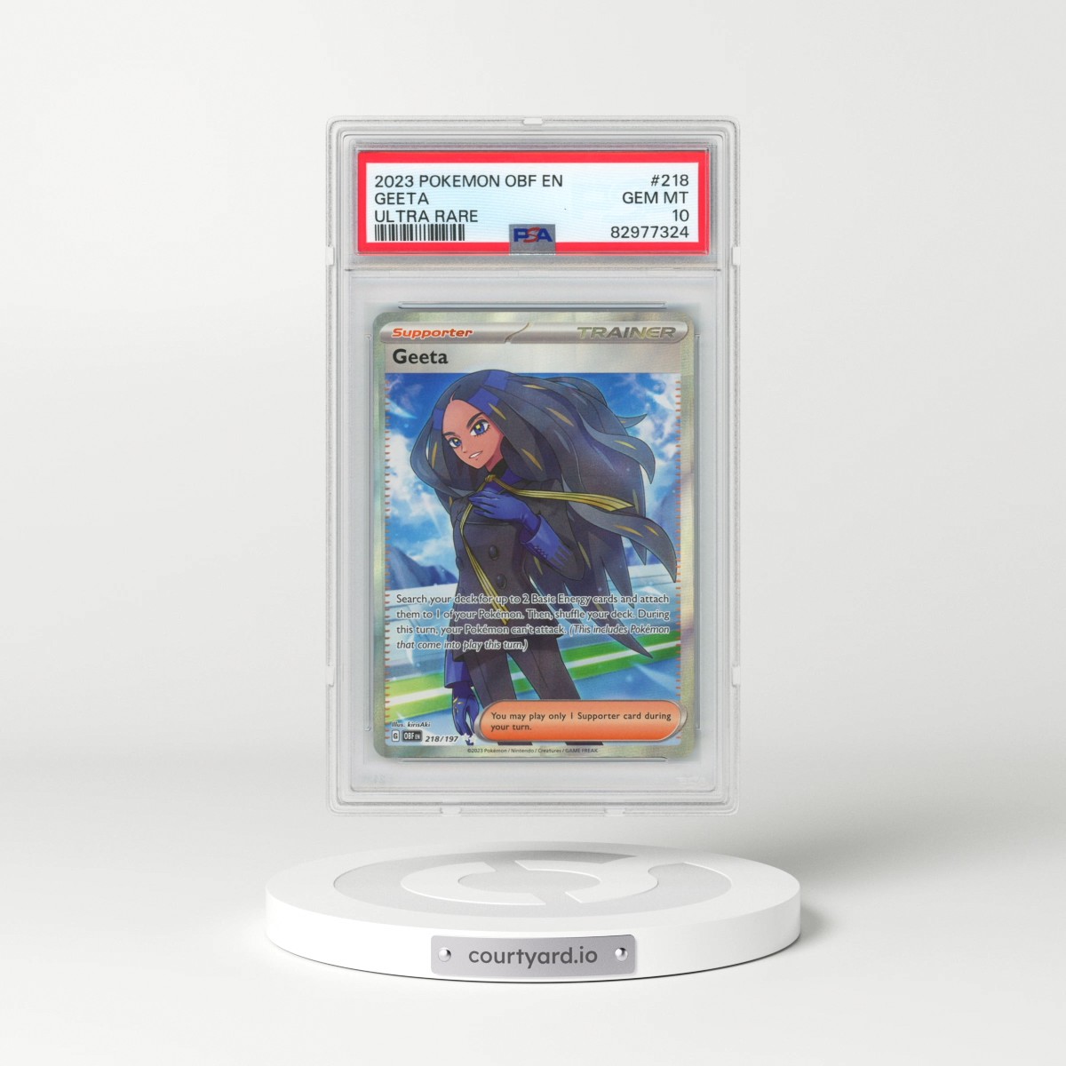 2023 Pokémon Obf EN-Obsidian Flames #218 Geeta - Ultra Rare (PSA 10 GEM MINT)