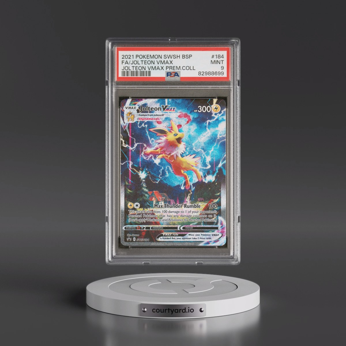 2021 Pokémon Swsh Black Star Promo #184 Jolteon Vmax - Full Art Jolteon Vmax Premium Collection (PSA 9 MINT)