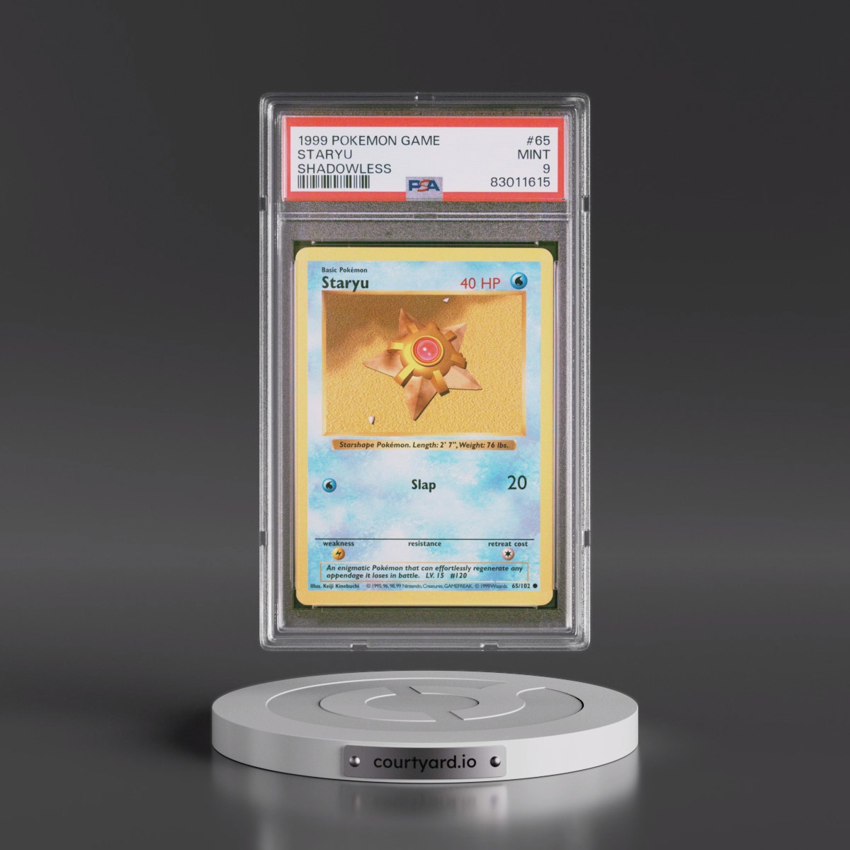 1999 Pokémon Game #65 Staryu - Shadowless (PSA 9 MINT)