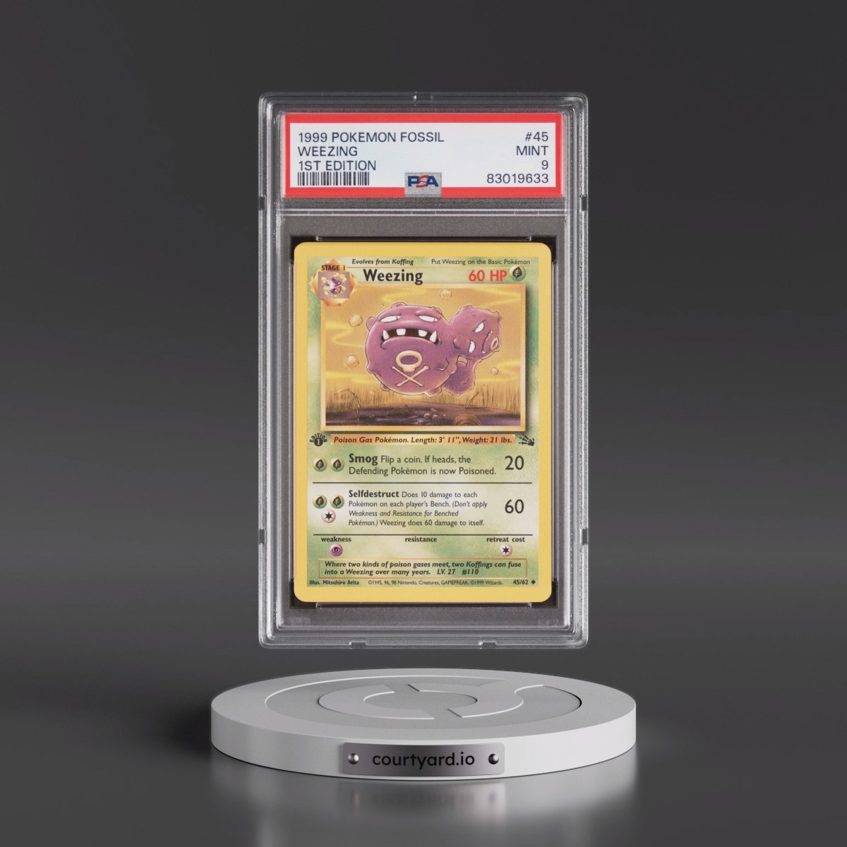 1999 Pokémon Fossil #45 Weezing - 1st Edition (PSA 9 MINT)