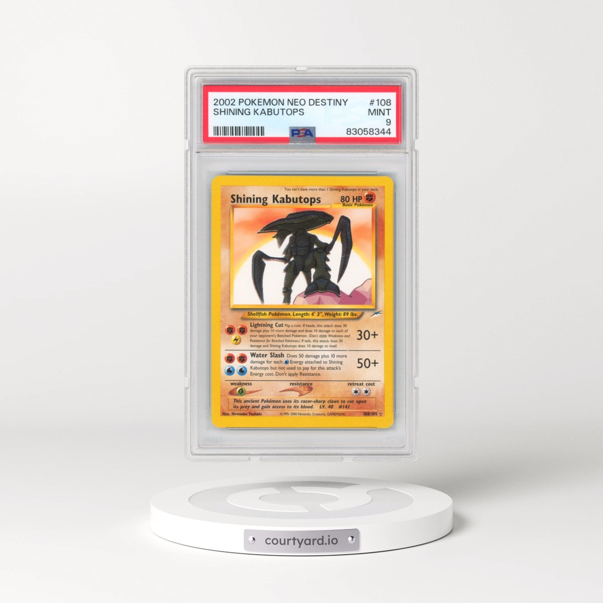 2002 Pokémon Neo Destiny #108 Shining Kabutops - Holo (PSA 9 MINT)