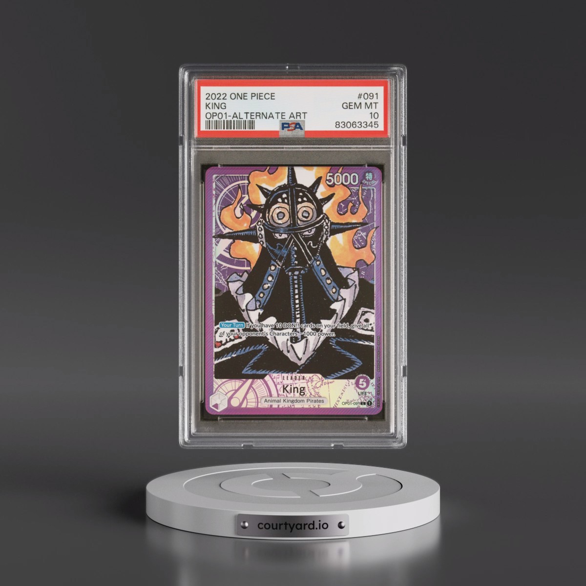 2022 One Piece OP01-Romance Dawn #091 King - Alternate Art (PSA 10 GEM MINT)