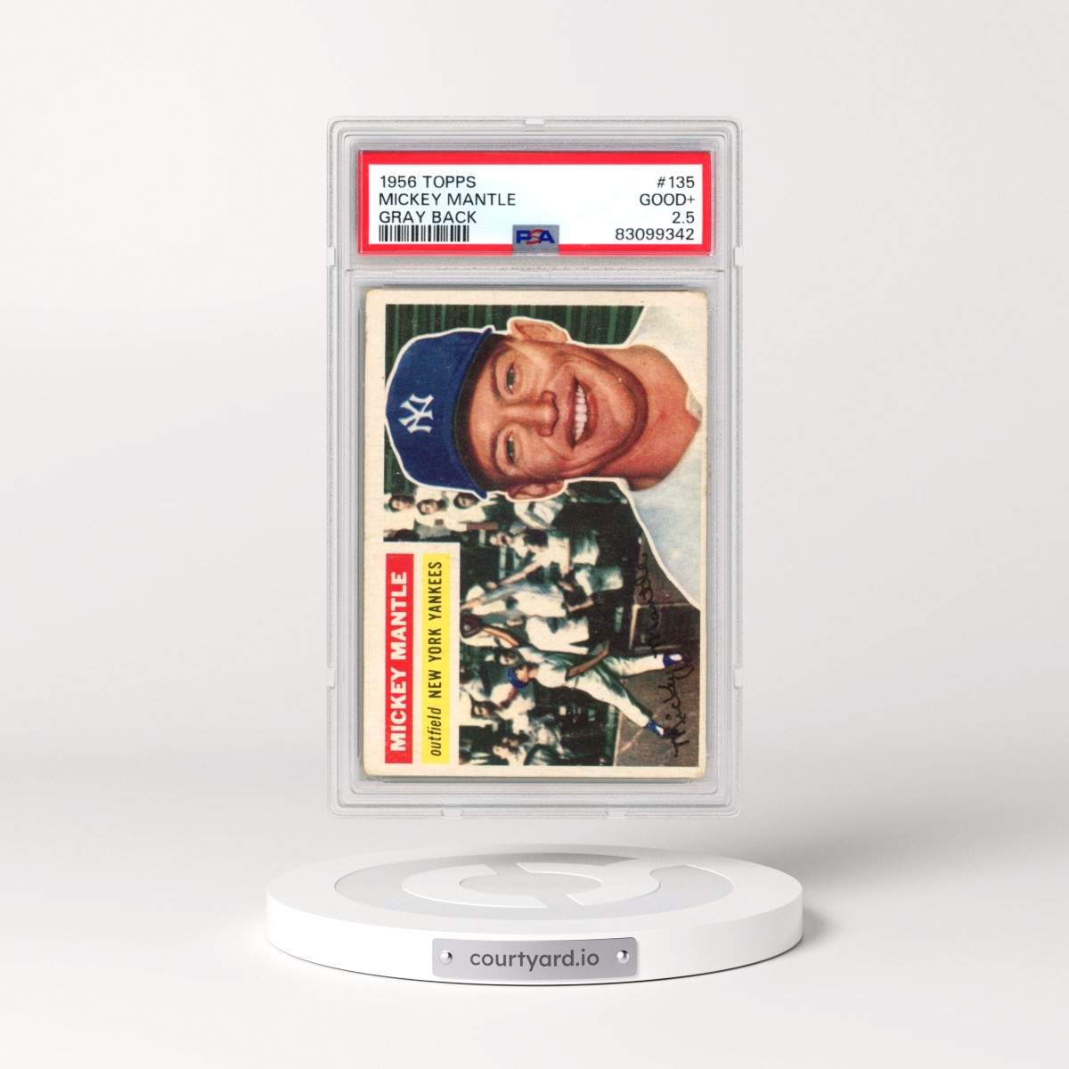 1956 Topps #135 Mickey Mantle - Gray Back (PSA 2.5 GOOD+)