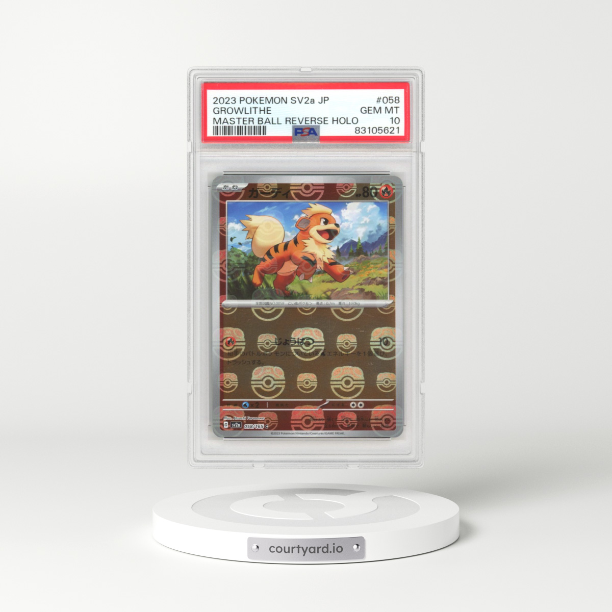 2023 Japanese Pokémon Card 151 #058 Growlithe - Reverse Holo Master Ball (PSA 10 GEM MINT)