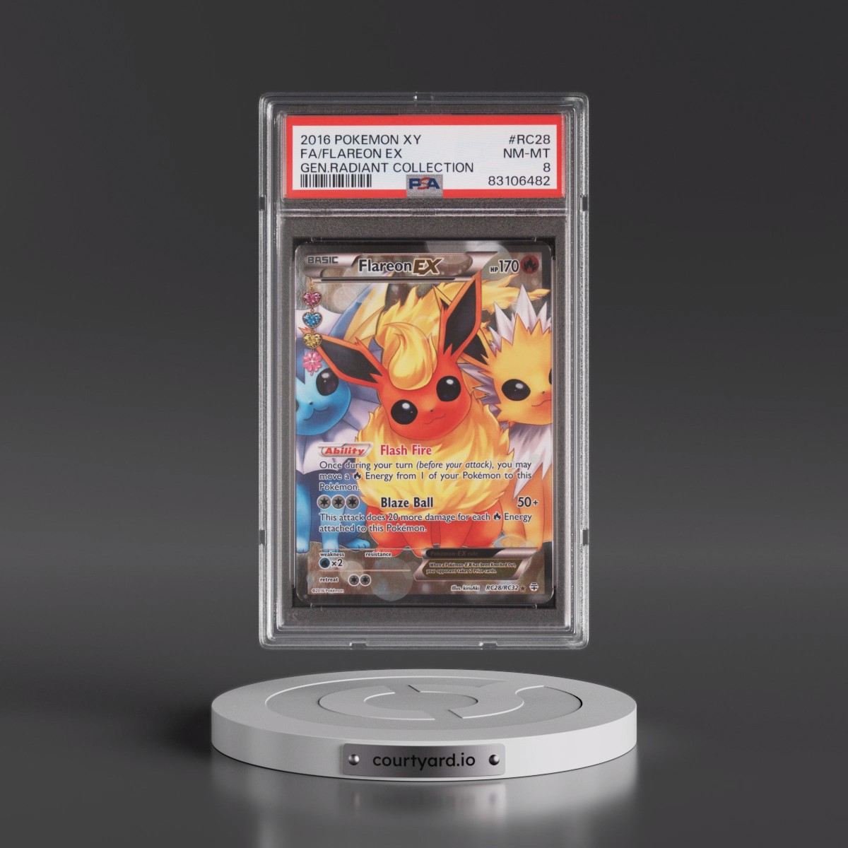 2016 Pokémon XY Generations Radiant Collection #RC28 Flareon EX - Holo Full Art (PSA 8 NM-MT)