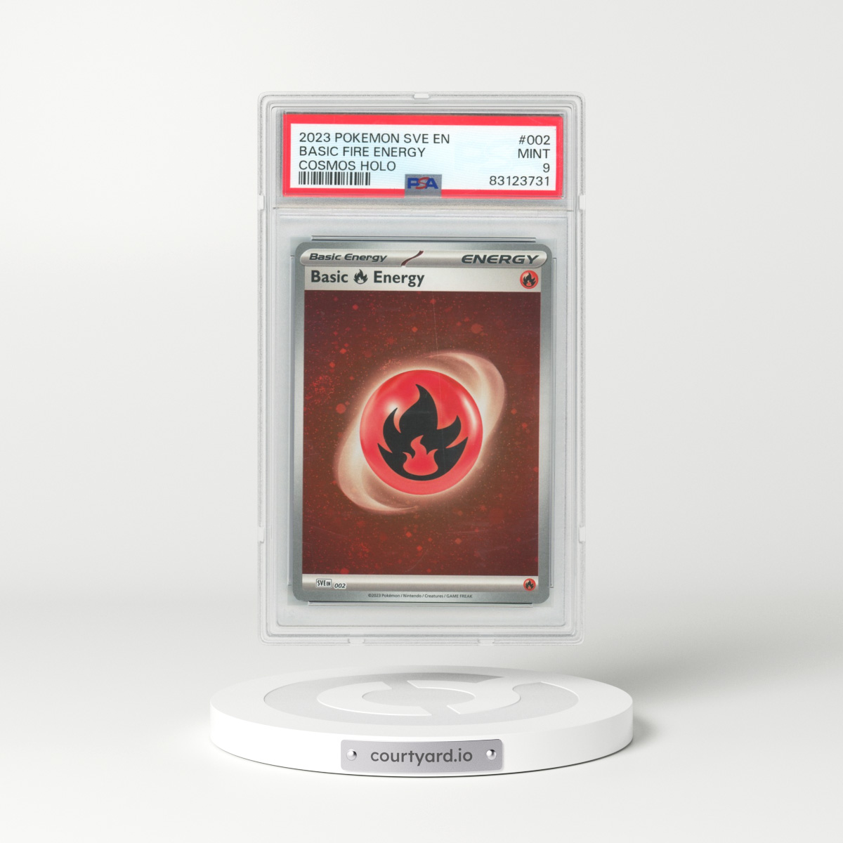 2023 Pokémon Sve EN-Basic Energies #002 Basic Fire Energy - Cosmos Holo (PSA 9 MINT)