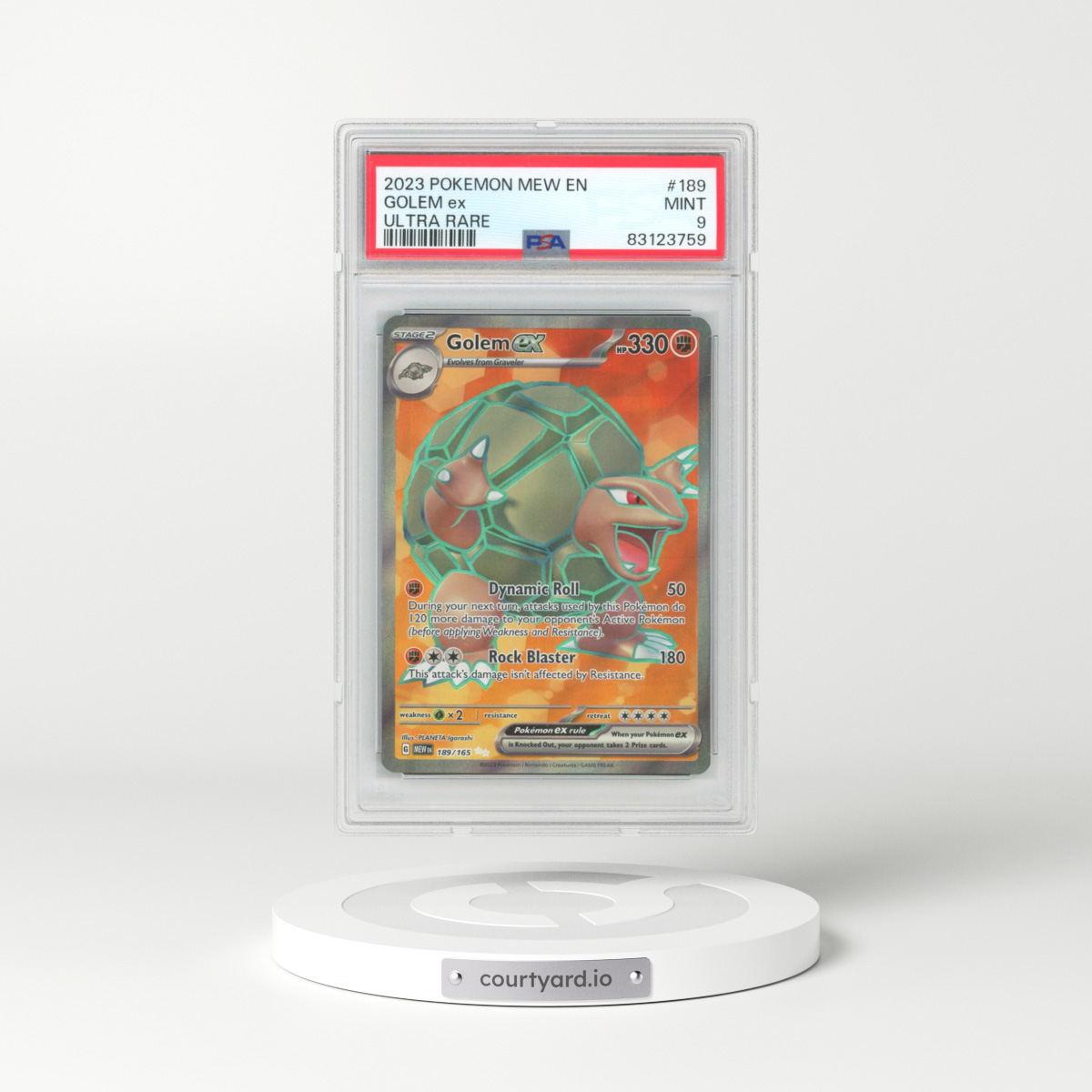 2023 Pokémon Mew EN-151 #189 Golem EX - Holo Ultra Rare (PSA 9 MINT)