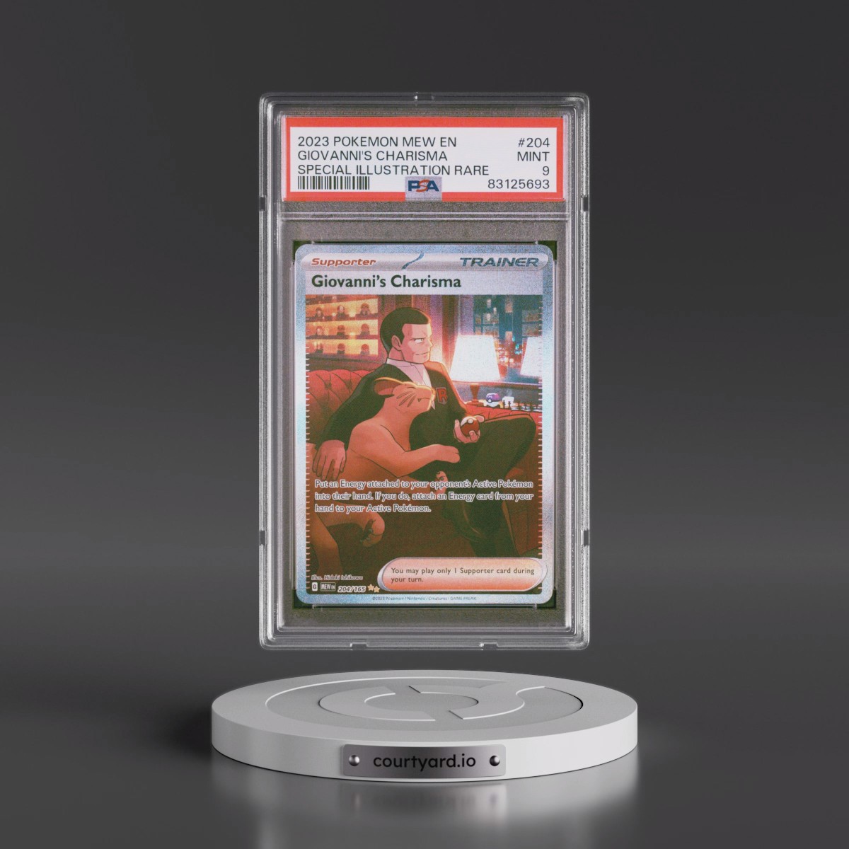 2023 Pokémon Mew EN-151 #204 Giovanni's Charisma - Special Illustration Rare (PSA 9 MINT)