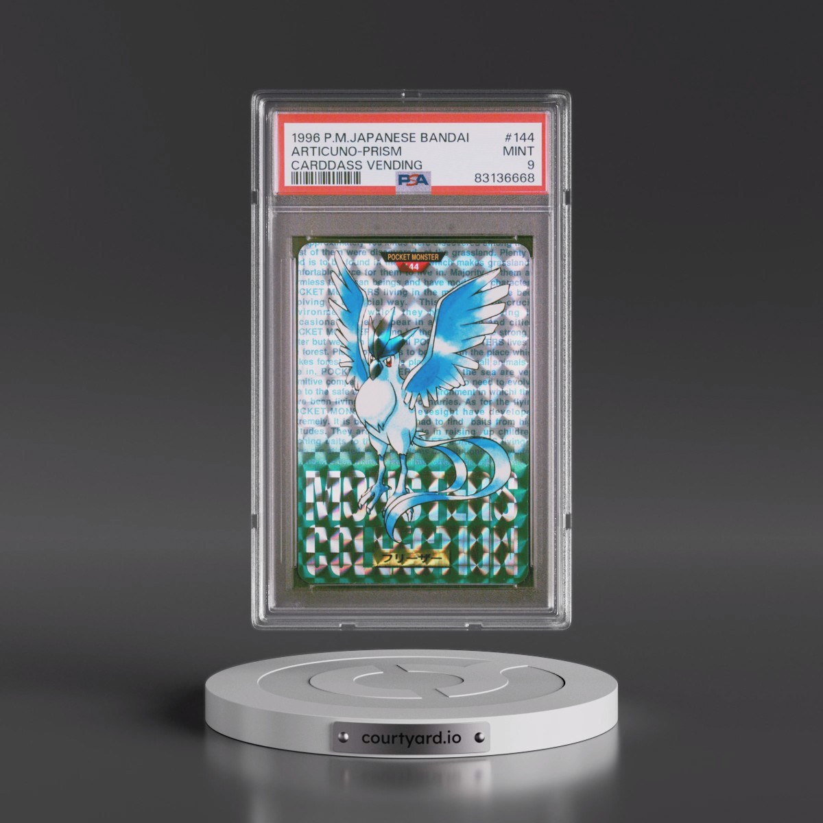 1996 Pokémon Bandai Carddass Vending #144 Articuno-Prism (PSA 9 MINT)