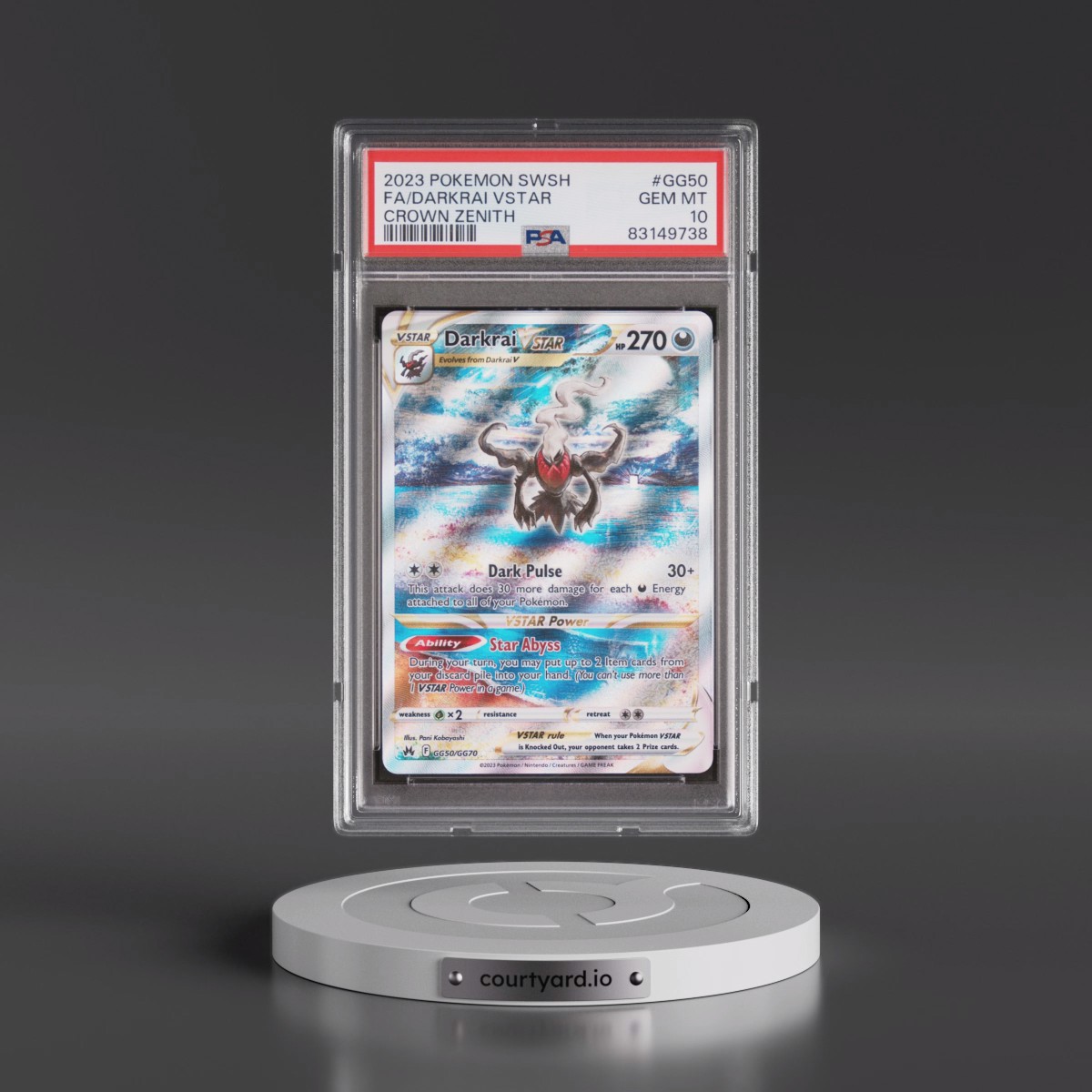 2023 Pokémon Sword and Shield Crown Zenith #GG50 Darkrai Vstar - Full Art (PSA 10 GEM MINT)