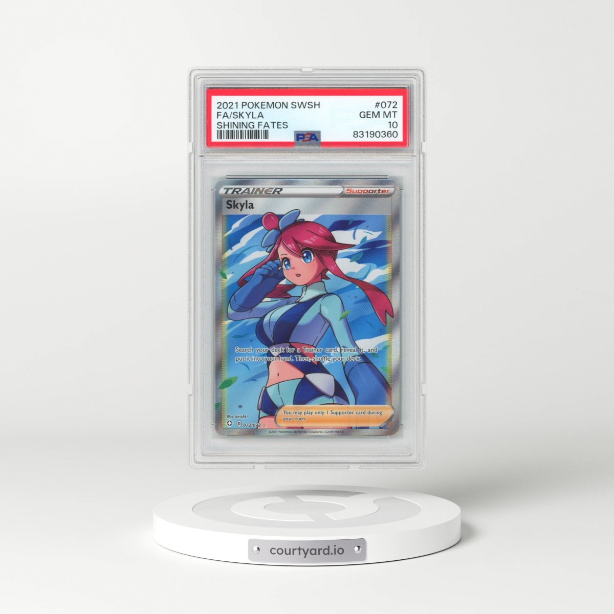 2021 Pokémon Sword & Shield Shining Fates #072 Skyla - Full Art (PSA 10 GEM MINT)
