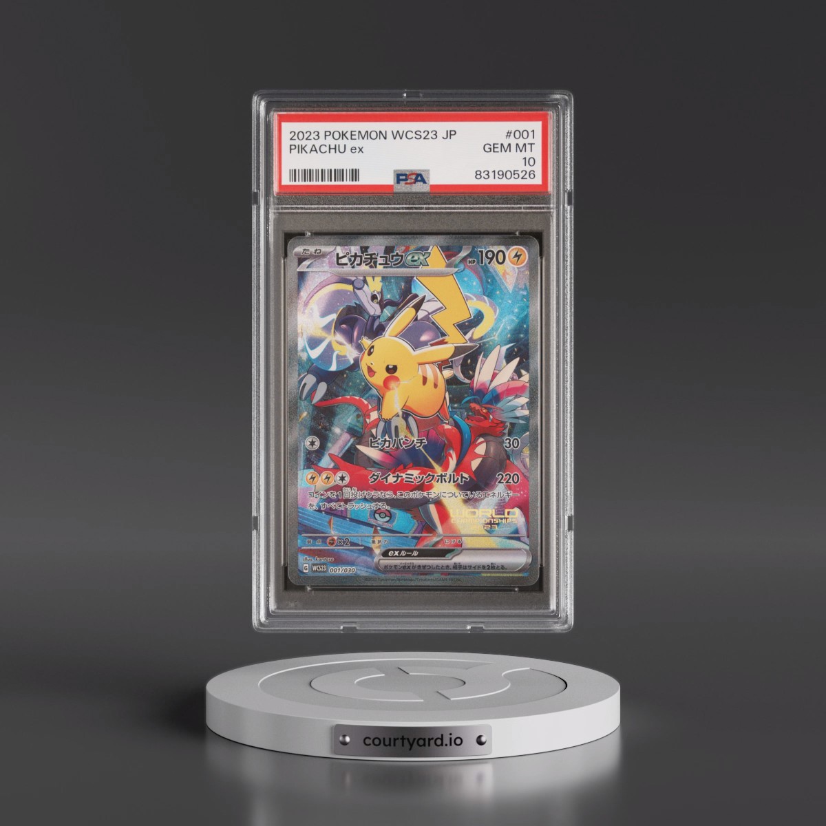 2023 Pokémon WCS23-World Championships Yokohama Deck: Pikachu #001 Pikachu EX - Holo (PSA 10 GEM MINT)