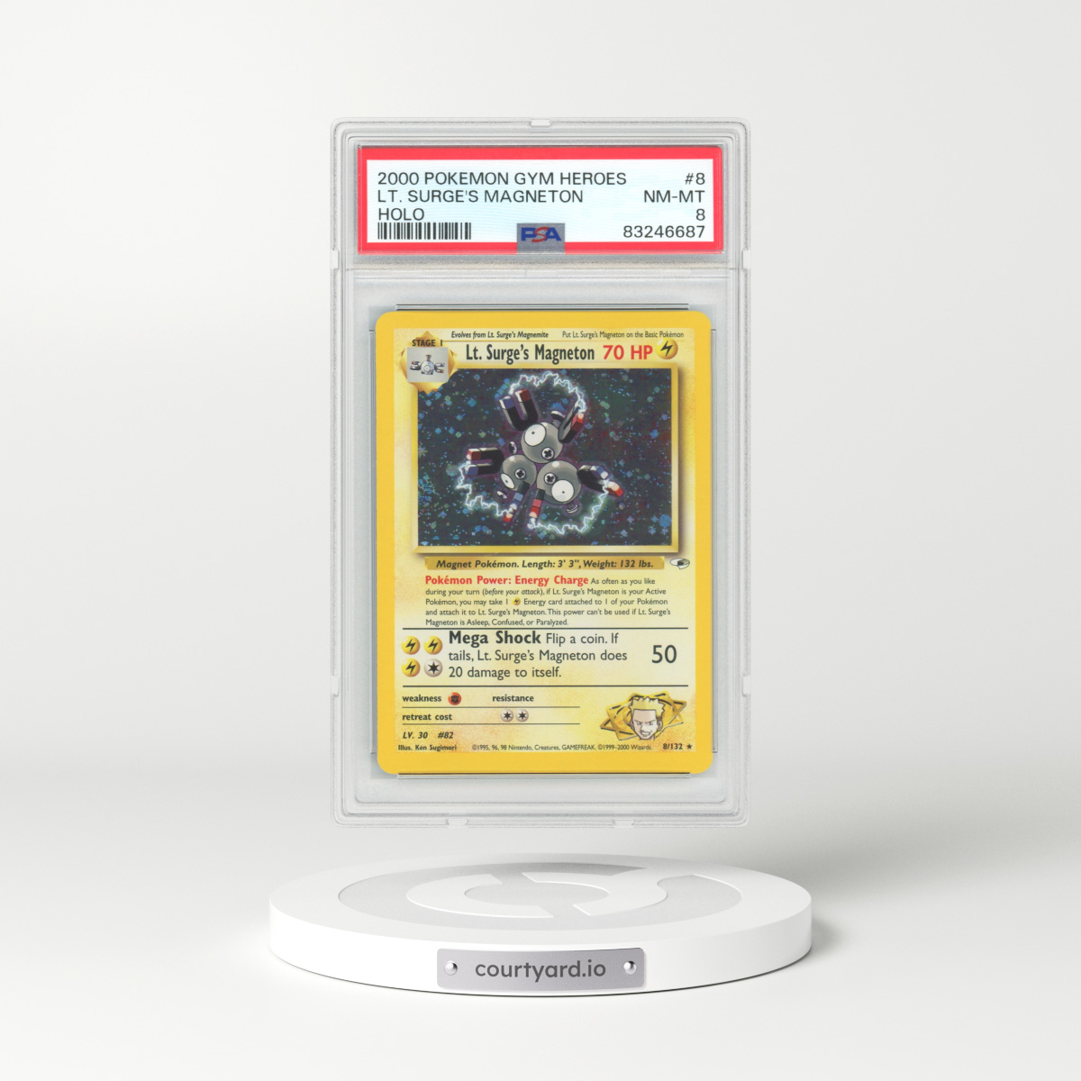 2000 Gym Heroes #8 Lt. Surge's Magneton - Holo (PSA 8 NM-MT)