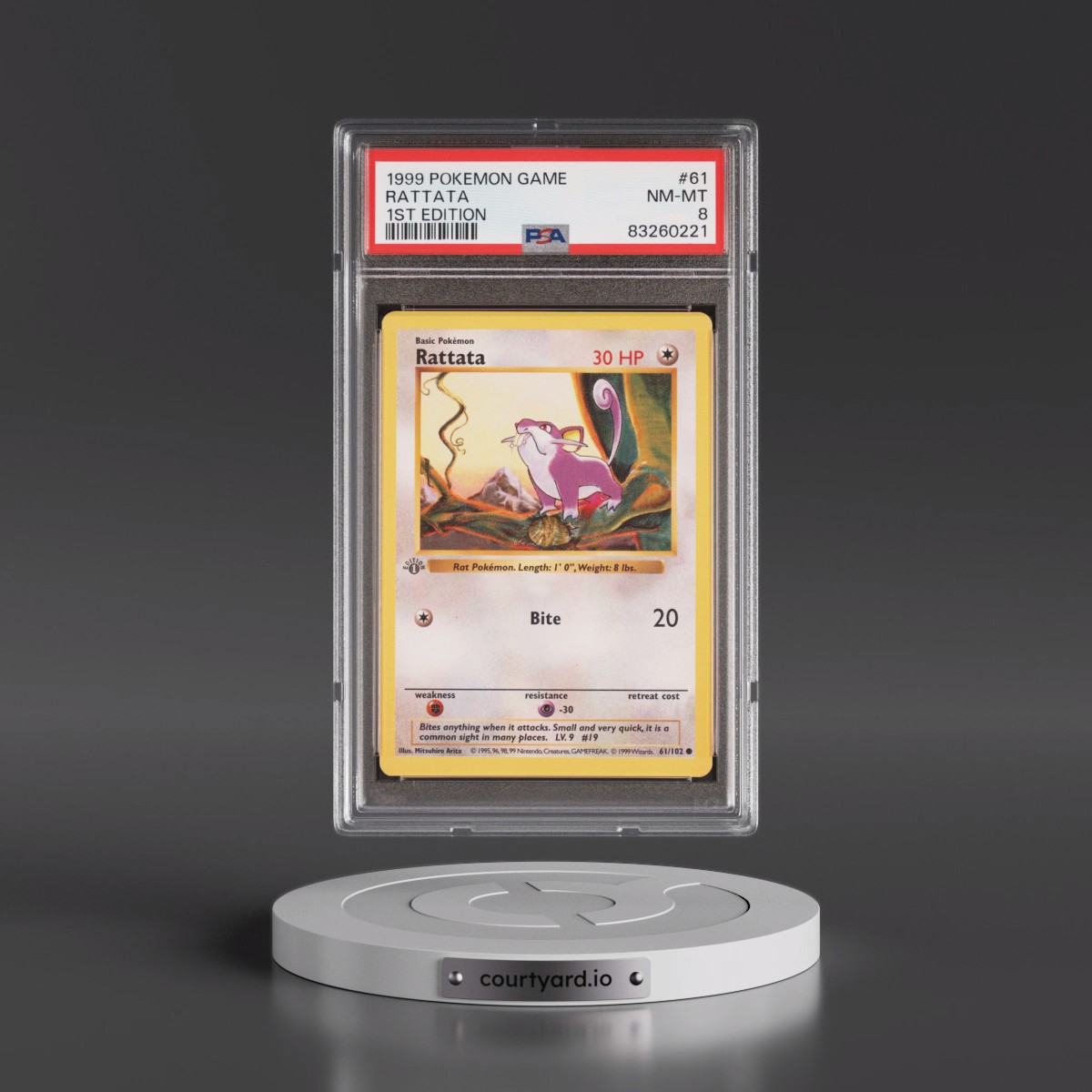 1999 Pokémon Game #61 Rattata - 1st Edition (PSA 8 NM-MT)
