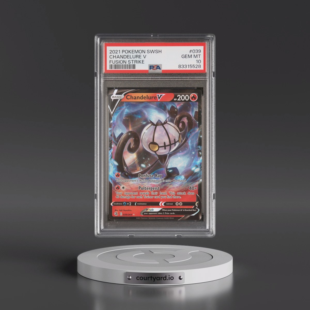 2021 Pokémon Sword & Shield Fusion Strike #039 Chandelure V - Holo (PSA 10 GEM MINT)