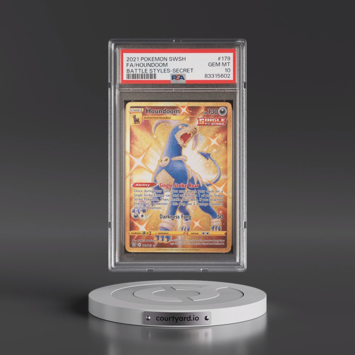 2021 Pokémon Sword & Shield Battle Styles #179 Houndoom - Full Art Secret (PSA 10 GEM MINT)