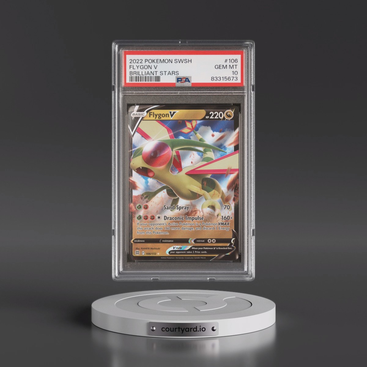2022 Pokémon Sword & Shield Brilliant Stars #106 Flygon V - Holo (PSA 10 GEM MINT)