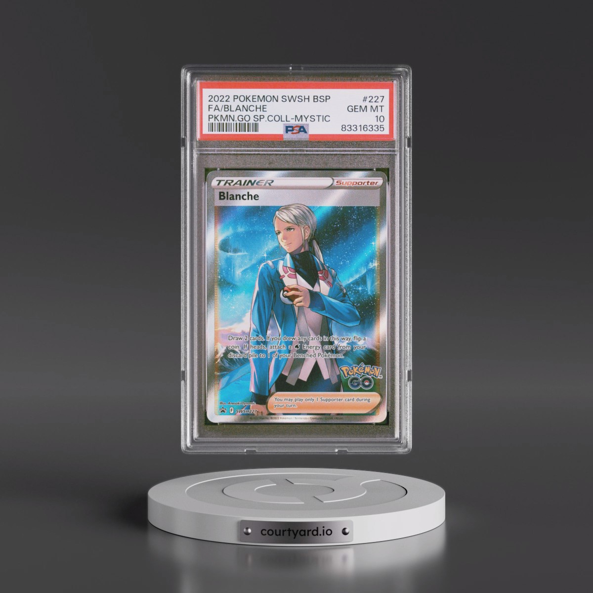2022 Pokémon Swsh Black Star Promo #227 Blanche - Full Art Pokemon Go Special Collection-Team Mystic (PSA 10 GEM MINT)