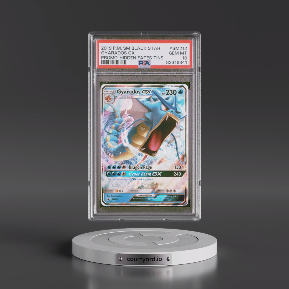 2019 Pokémon SM Black Star Promo #SM212 Gyarados GX - Holo Hidden Fates Tins (PSA 10 GEM MINT)