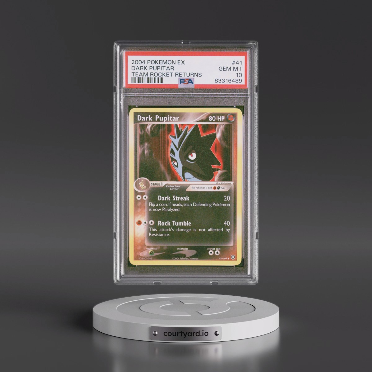 2004 Pokémon EX Team Rocket Returns #41 Dark Pupitar (PSA 10 GEM MINT)