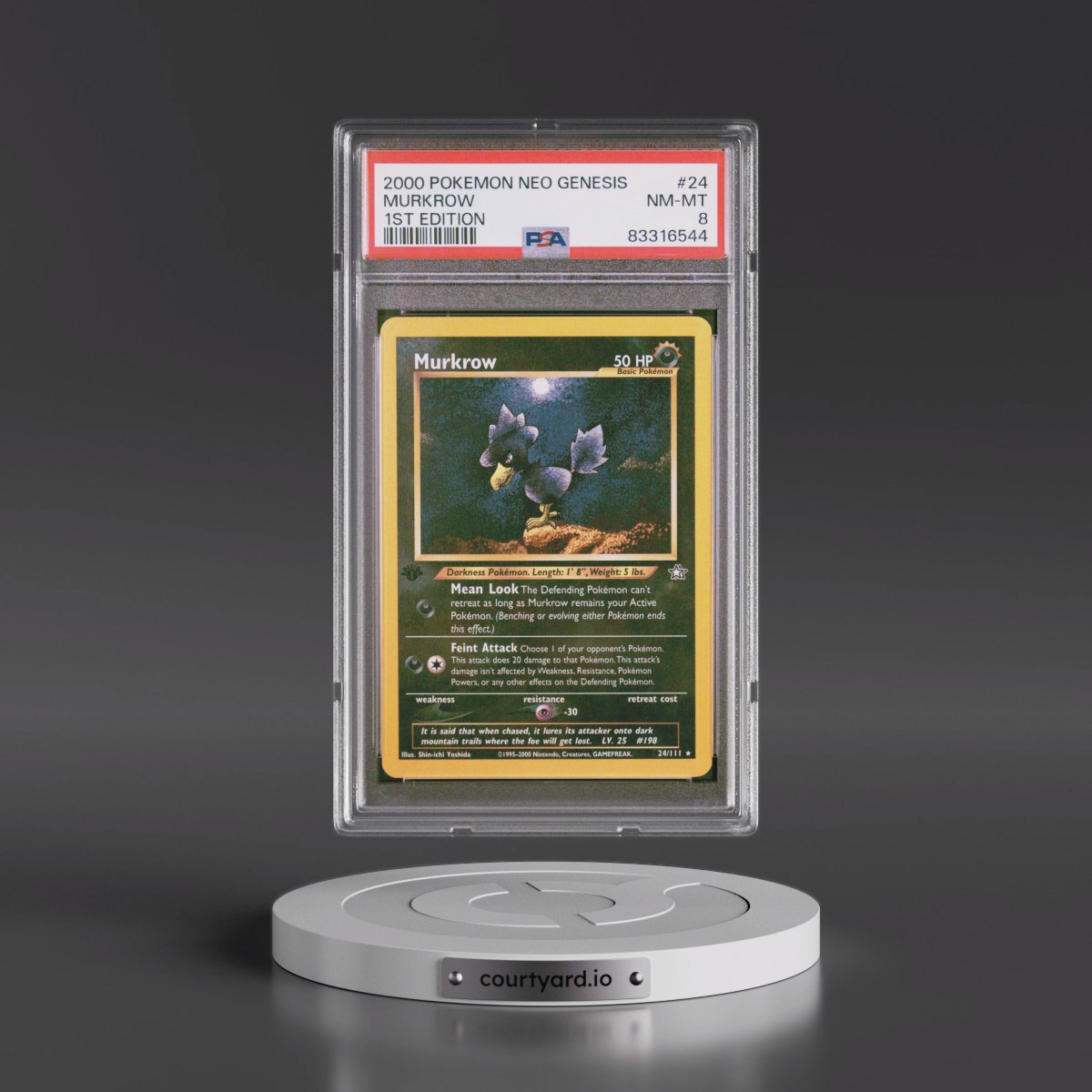 2000 Pokémon Neo Genesis #24 Murkrow - 1st Edition (PSA 8 NM-MT)