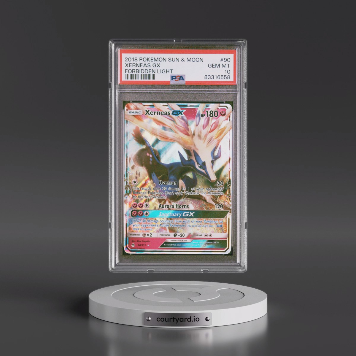 2018 Pokémon Sun & Moon Forbidden Light #90 Xerneas GX - Holo (PSA 10 GEM MINT)