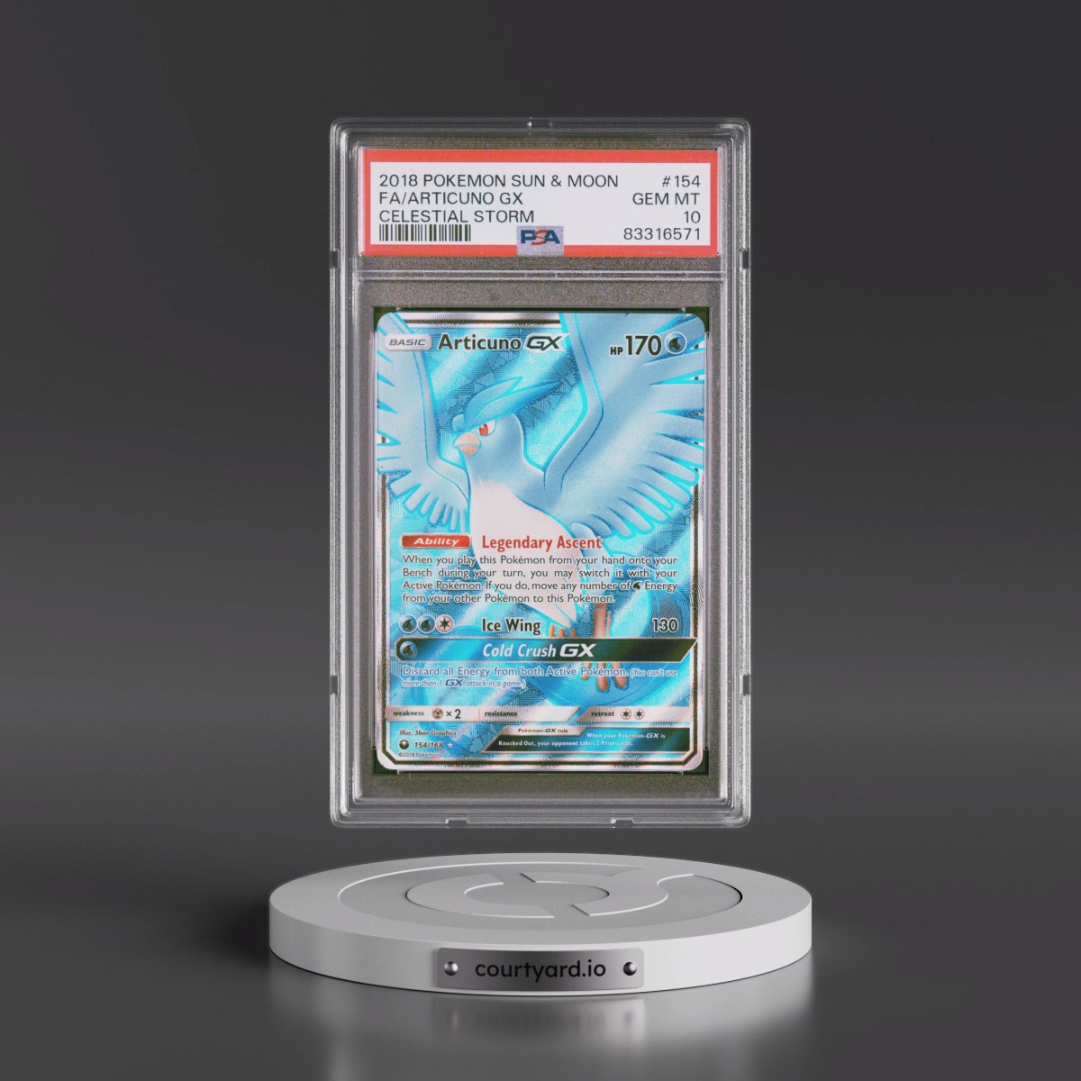 2018 Pokémon Sun & Moon Celestial Storm #154 Articuno GX - Holo Full Art (PSA 10 GEM MINT)