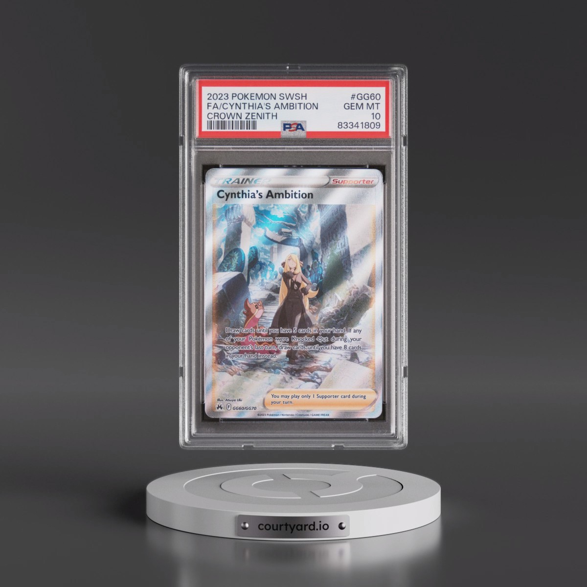 2023 Pokémon Sword and Shield Crown Zenith #GG60 Cynthia's Ambition - Full Art (PSA 10 GEM MINT)