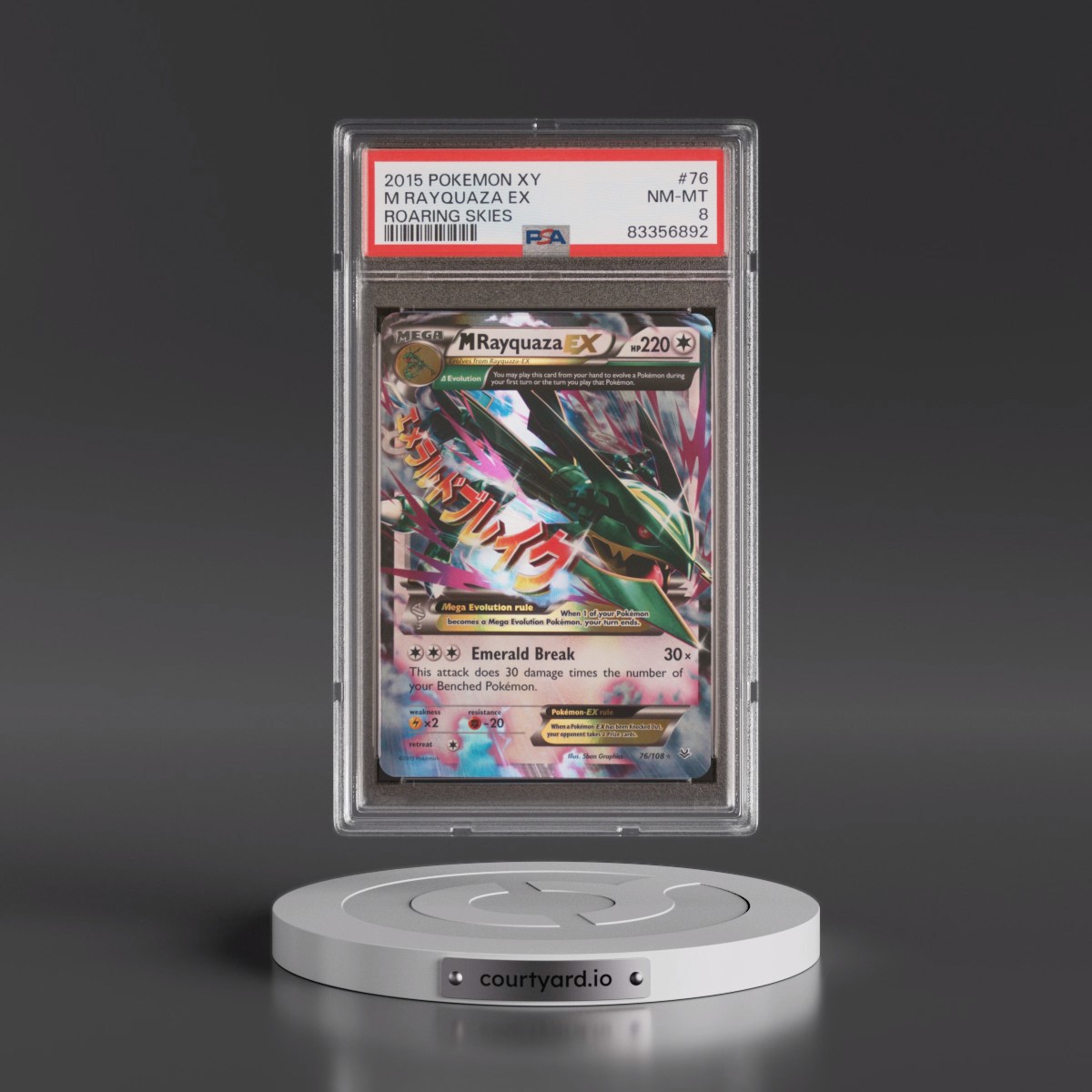2015 Pokémon XY Roaring Skies #76 M Rayquaza EX - Holo (PSA 8 NM-MT)