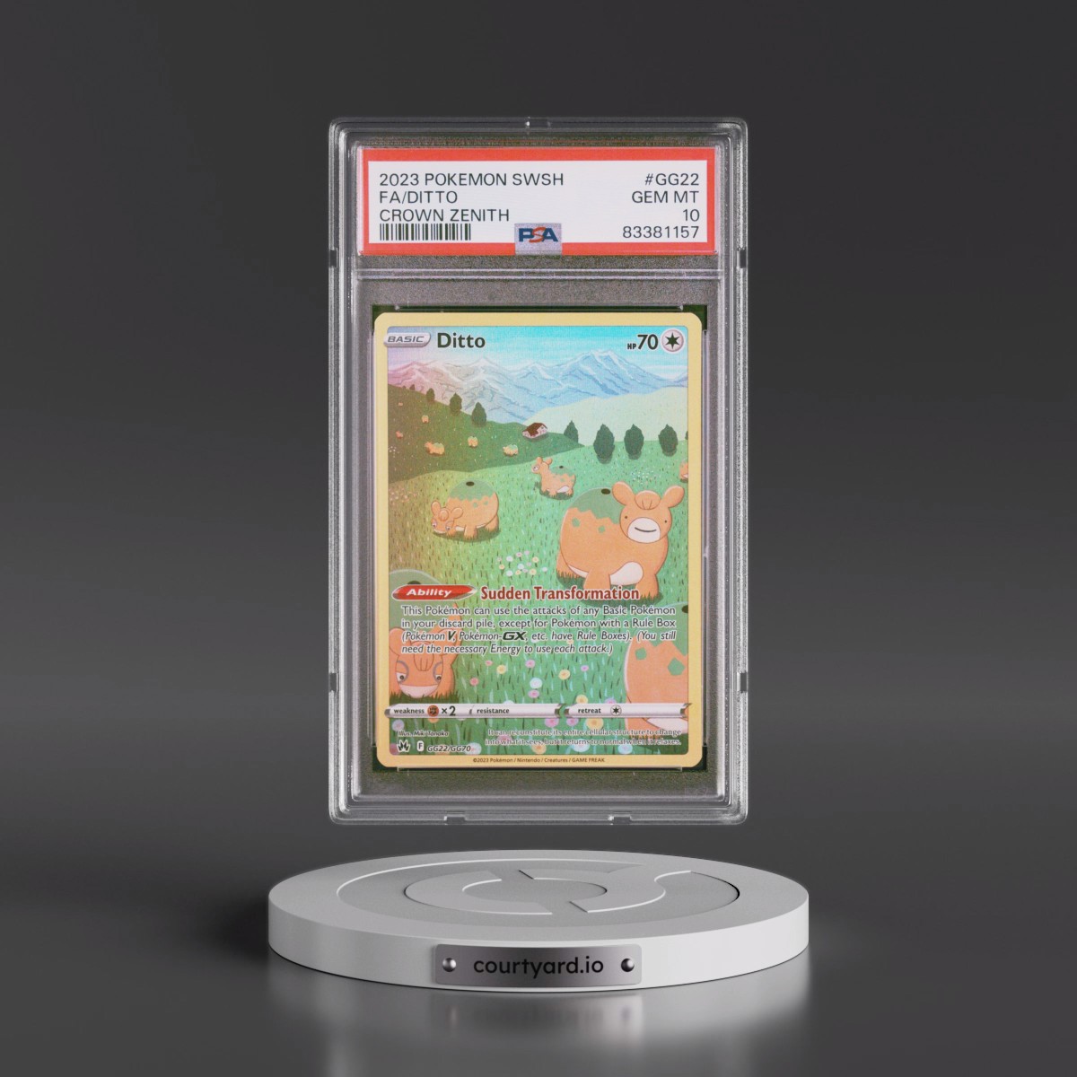 2023 Pokémon Sword and Shield Crown Zenith #GG22 Ditto - Full Art (PSA 10 GEM MINT)