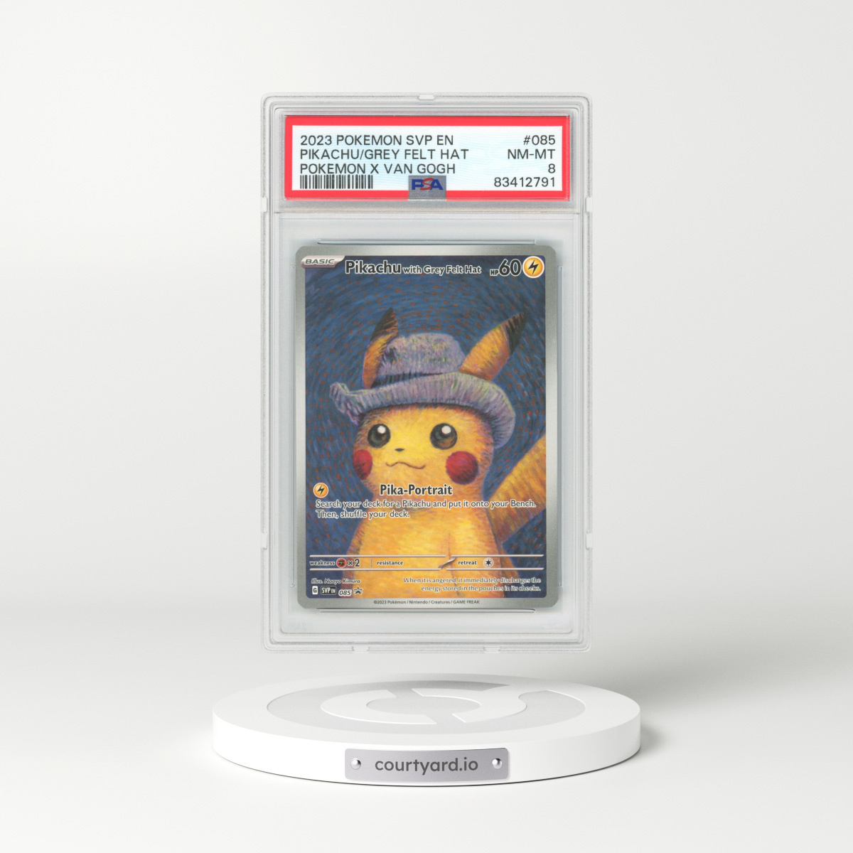 2023 Pokemon X Van Gogh #85 Pikachu with Grey Felt Hat - Full Art (PSA 8 NM-MT)