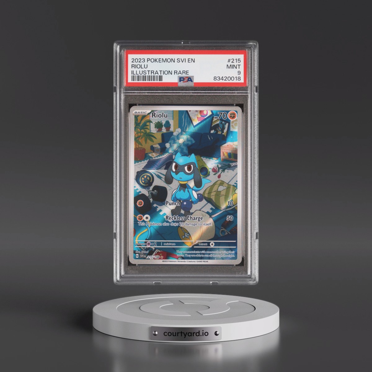 2023 Pokémon Svi EN-Scarlet & Violet #215 Riolu - Illustration Rare (PSA 9 MINT)