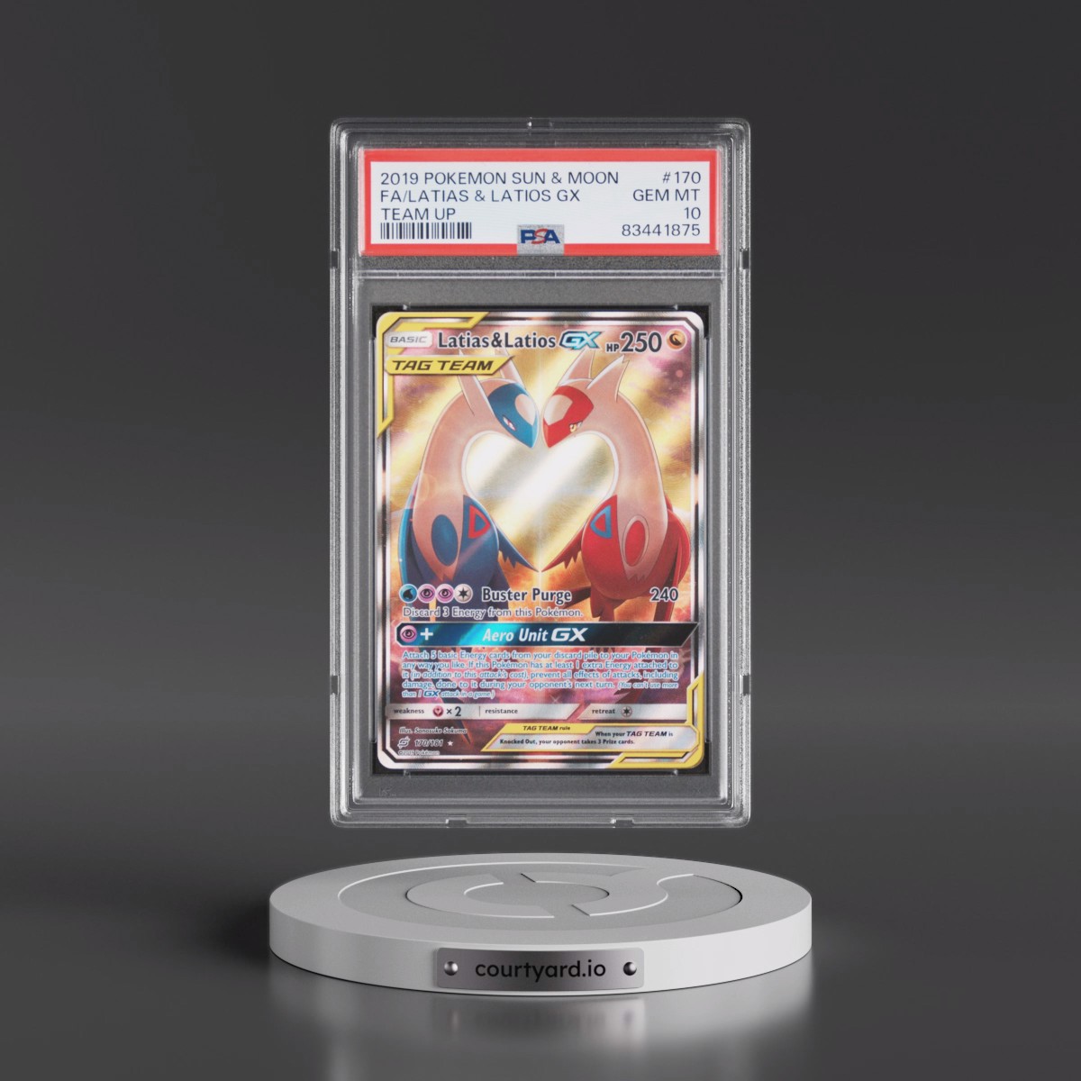2019 Pokémon Sun & Moon Team Up #170 Latias & Latios GX - Holo Full Art (PSA 10 GEM MINT)