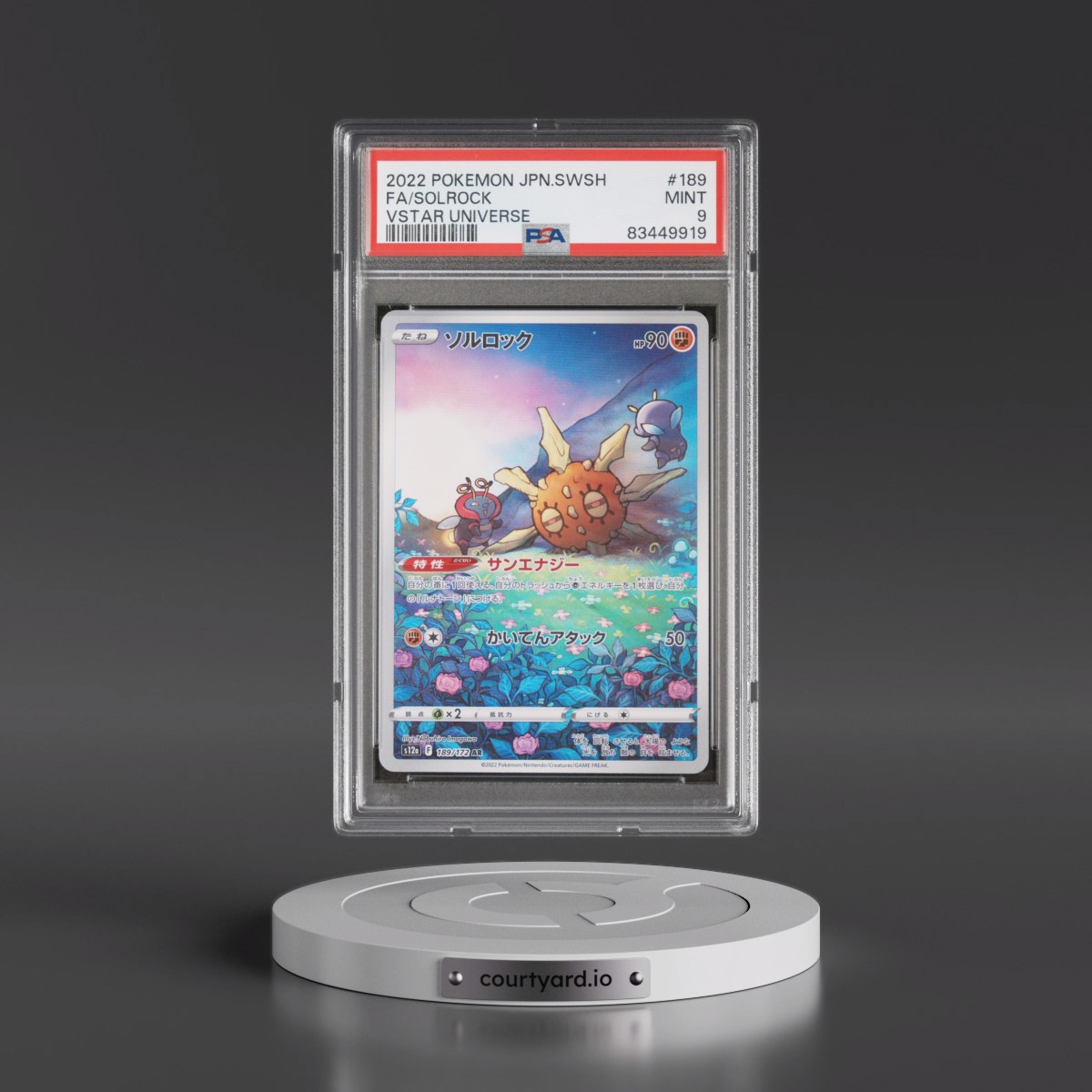 2022 Pokémon Sword & Shield Vstar Universe #189 Solrock - Full Art (PSA 9 MINT)