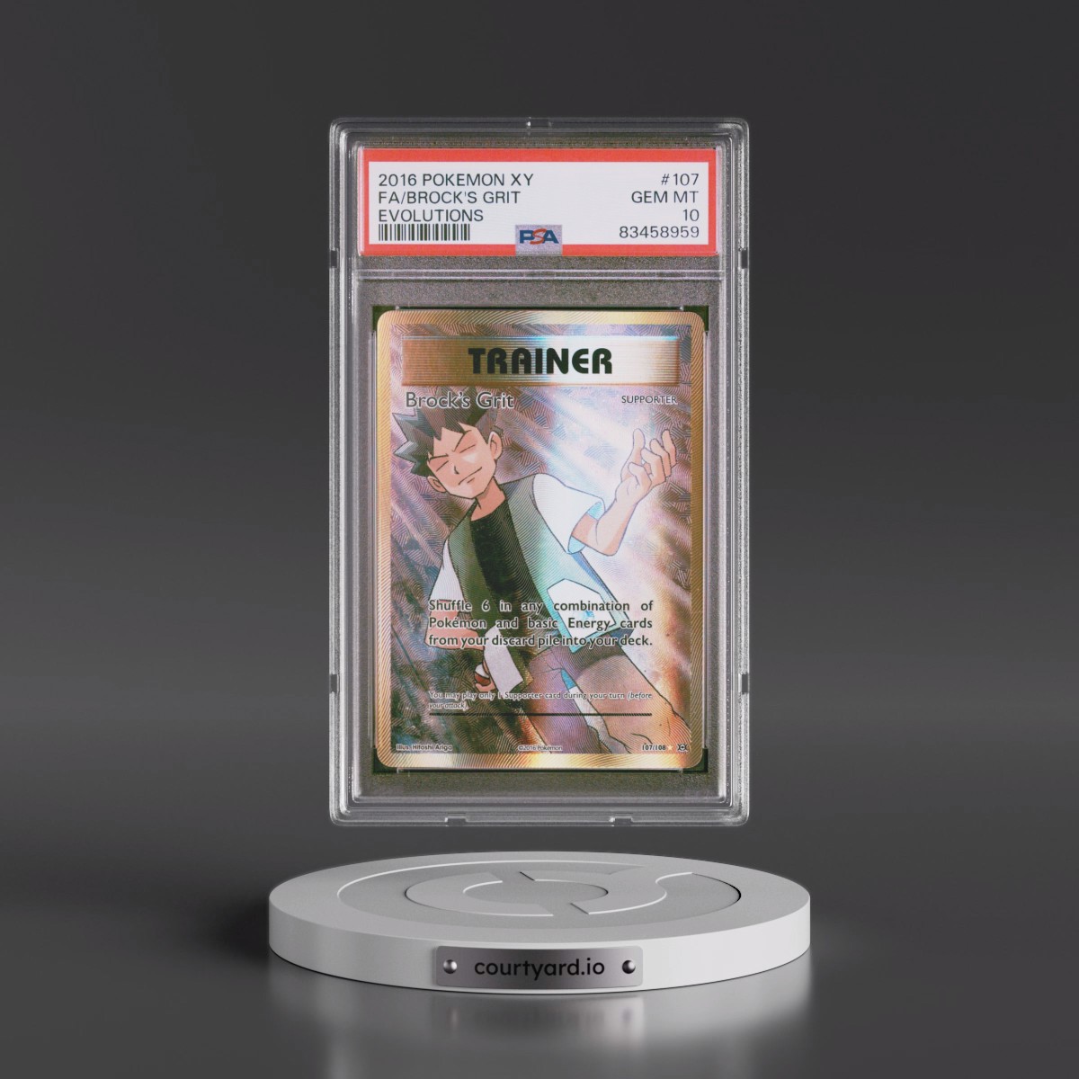 2016 Pokémon XY Evolutions #107 Brock's Grit - Full Art (PSA 10 GEM MINT)