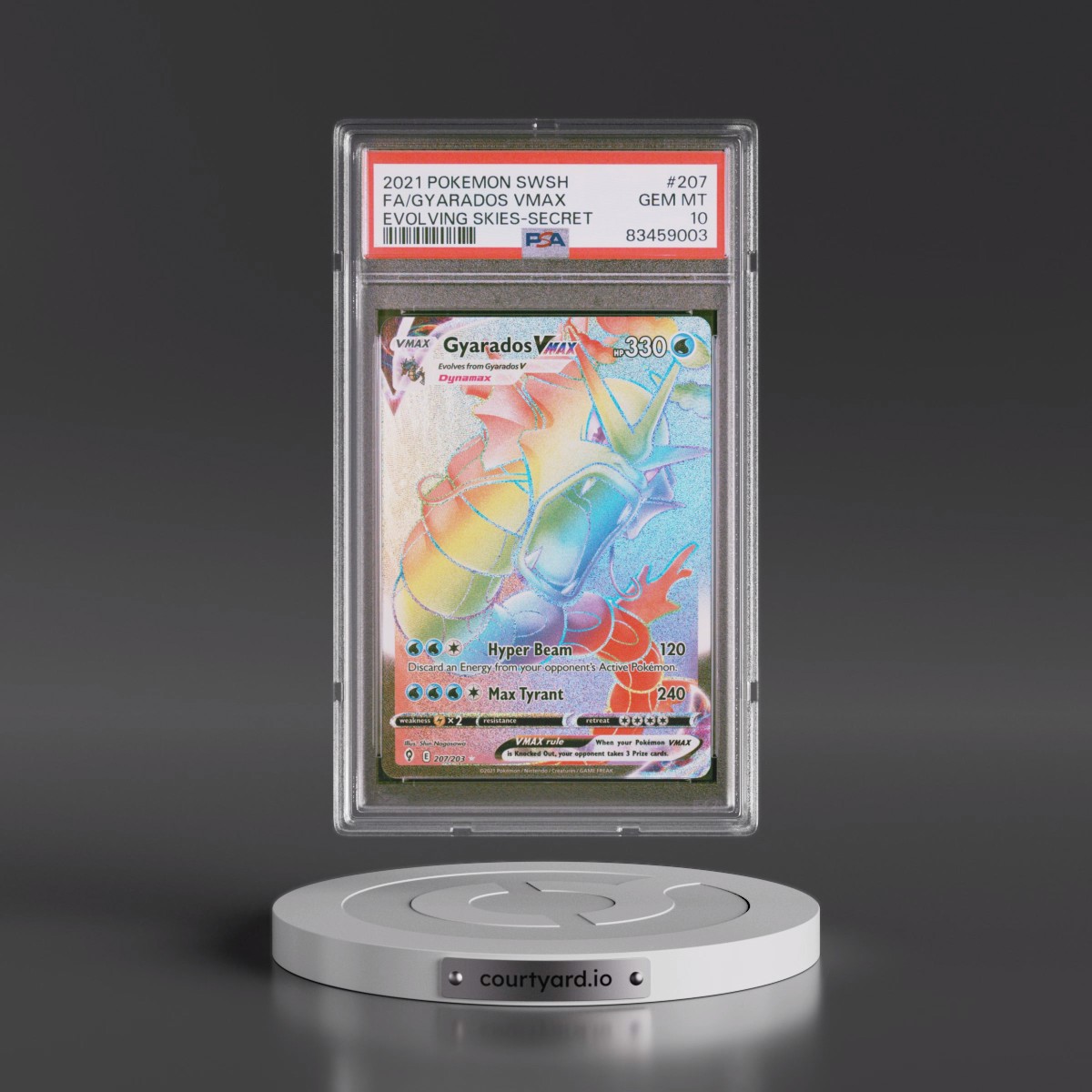 2021 Pokémon Sword & Shield Evolving Skies #207 Gyarados Vmax - Full Art Secret (PSA 10 GEM MINT)