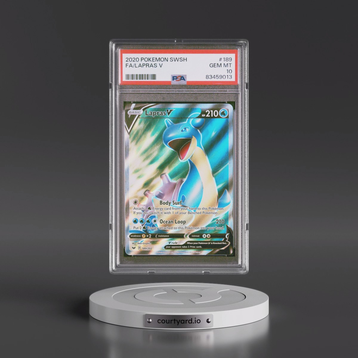 2020 Pokémon Sword & Shield #189 Lapras V - Holo Full Art (PSA 10 GEM MINT)