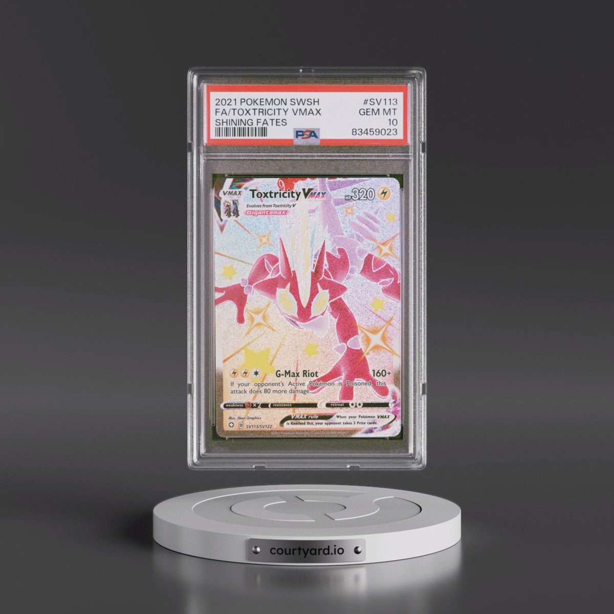 2021 Pokémon Sword & Shield Shining Fates #SV113 Toxtricity Vmax - Full Art (PSA 10 GEM MINT)